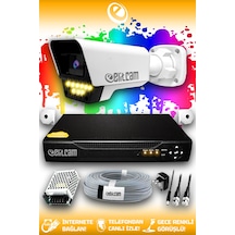 Elitcam 1 Kameralı Süper 1 Dış Kamera Set HDD'siz 5 MP 2K Net Renkli Gece Görüşlü Güvenlik Kamerası Sistemi