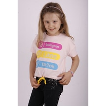 Toontoy Kids Toontoy Kız Çocuk Instagram Baskılı Tişört Pudra