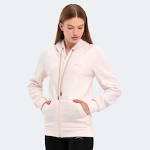 Slazenger KATYA Kadın Fermuarlı Kapüşonlu Cepli Ekru Sweatshirt