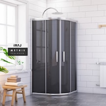 İmaj Banyo Methis Füme Cam Oval Duşakabin Krom