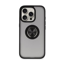 Apple İphone 16 Pro Kılıf Montreal Yüzüklü Silikon Kapak - Siyah Çok Renkli