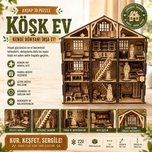 Algwooddesign Köşk Ev Ahşap Maket Seti 220 Parça Dıy 3d Puzzle Çok Odalı Bebek Evi Koleksiyoner Modeli