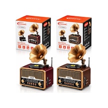Tcx Solar - İbreli Gramafon Radyo - Retro Am - Fm - Sw Usb - Type-c Sarjlı Bt - Tf - Usb Speaker Yg-7020bts