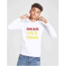 Tshirthane Stand Back Dad Is Cooking Baskılı Unisex Çocuk Kapüşonlu Sweat (534658933) Beyaz
