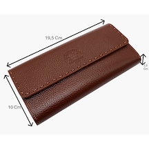 Westpolo Malone Unisex Hakiki Deri Telefon Bölmeli El Portföyü Uzun Cüzdan - Fındık Fındık