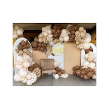 Pastel Karamel Çöl Kumu Sütlü Kahve Ve Beyaz Balon Zinciri 100 Adet Mix