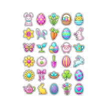 30 Adet Pastel İlkbahar Tavşan Sticker Seti - Laptop Defter Telefon Ajanda Çok Renkli