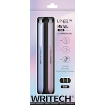 Wrıtech W-0156 Metal Up Mavi-pembe Gövde 0,7mm Mavi Jel Kalem - 2'li Ahşap