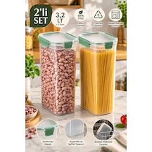Porsima 02 2010 Tower 2'li Sızdırmaz Kilitli Saklama Kabı 3.2 Lt - Derin Erzak Organizerı Şeffaf