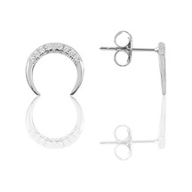 Gümüş Zirkon Taşlı Hilal Modeli Küpe N11.55192