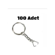 100lü Anahtarlık Halkası Zincirli Üçgen Aparatlı Gümüş