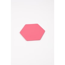 Pembe Altıgen Deri Bardak Altlığı Pembe