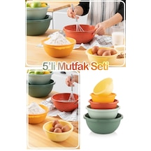 Meleni Home 5'li Set Yuvarlak Hazırlık Kase Seti - Çok Amaçlı Çırpma Kabı - Badya Seti Saklama Kabı