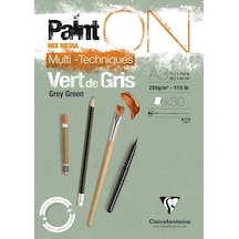 Clairefontaine Paint On Mixed Media Grey Green 250G 30 Yaprak A3