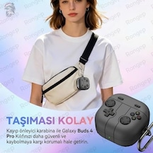 Galaxy Buds 4 Pro/buds 4 İçin Kılıf Darbe Emici Köşe Korumalı Galaxy Buds4 Kulaklık Kılıfı Yumuşak Dokulu Oyun Konsolu Görünümlü Buds 4 Pro Kılıf Koyu Gri