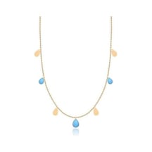 Diamond Line-Gülaylar - Sarı Altın 14 Ayar Firuze Taş Kolye N11.25127