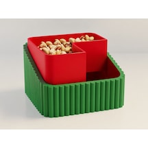 3d Baskı Fıstık Kasesi - Çift Hazneli Kabuk Ayırıcı Sunum Kasesi - Yeşil Kırmızı Diğer