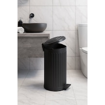 Vintage 16 Lt Yavaş Kapanır Kapaklı Ofis Mutfak Banyo Balkon Çöp Kovası Siyah Siyah