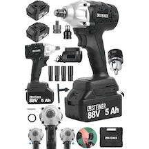 Steiner 88V 5Ah Çift Akülü Kömürsüz Çantalı Matkap Bijon Somun Sıkma Makinesi Siyah + Mandren