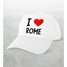 Bk Kids BK Gift I Love Rome Tasarımlı Beyaz Şapka - Model 1