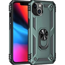 Durukar Apple iPhone Uyumlu 13 Kılıf Sofya Yüzüklü Silikon Kapak - Yeşil
