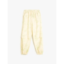 Koton Jogger Pantolon Çiçek Desenli Beli Lastikli Cepli Ekru Desenli 4skg40083aw Ekru