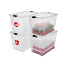 Kapaklı Saklama Kutuları, 60l, 4'lü Set, Şeffaf, Güvenli Tokalar, İstiflenebilir, Çekme Kulpları, Yatak Odası, Dolap, Ofis, Organizasyon İçin, Bpa İçermeyen Plastik, Giysi Çantası, Ntb-60 Çok Renkli