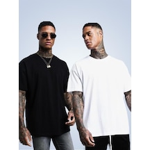 Crash 2'li Paket Oversize Bisiklet Yaka Erkek Basic Tshirt 001