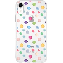 Apple Uyumlu iPhone Xr İle 1mm Slim Fit Water Color 6 Baskılı Şeffaf Kılıf