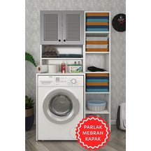Kenzlife Membran Çamaşır Makinesi Dolabı Hayzummaks Gribyz Panjur 180 66 55 Mebran Kapak Mdf Gövde Beyaz