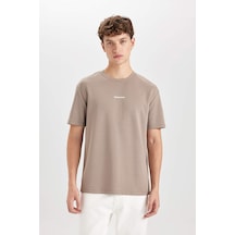 DeFacto Regular Fit Bisiklet Yaka Baskılı Ağır Kumaş Kısa Kollu Tişört C6139AX24AUBG73