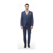 Presto Erkek Slimfit Armürlü 6 Drop Yelekli Takım Elbise Lacivert 786-250 Lacivert