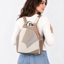 Lale Model Hakiki Deri Kadın Sırt & Kol Çantası Patchwork Tasarım Çok  Renkli