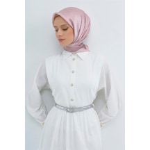 Armine Sura Saf İpek Eşarp 9526 - 07 Pembe Çizgi Desen Pembe