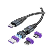 Uslıon Us0203 1.8m Type-c - İp - Type-c - Mikro Dönebilen Konnektör Manyetik Şarj Kablosu 240w Veri Kablosu