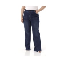 Disentis Büyük Beden Önü Kraşlı Yüksek Bel İspanyol Paça Lacivert Denim Pantolon-lacivert Lacivert