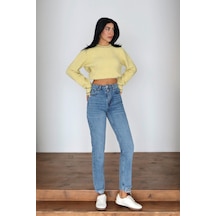 Lacarino 7609 Mom Fıt Kadın Jean Pantolon Ice Blue