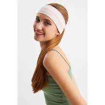 Kadın %100 Pamuklu Penye, Kaymaz, Terletmez, Ultra Hafif, Spor Saç Bandı Bandana - Tek Ebat / Pudra Pudra
