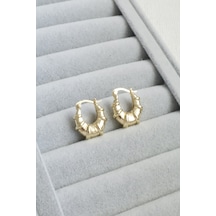 Kadın Küpe Kararmaz 14k Renk Vip Seri Boğumlu Halka Küpe Altın