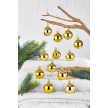 2 Adet Yılbaşı Süsü Metalize Top Gold 4 Cm 12'li Çok Renkli