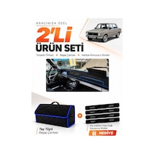 E-biz Tofaş Murat 124 1971-1977 Uyumlu Torpido Örtüsü + Tay Tüyü Çanta - Siyah-mavi - Tf004
