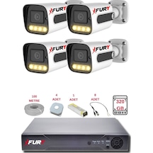 Fury 4 Kameralı Set Full Hd Gece Renkli Görüş-cepten İzle-su Geçirmez Güvenlik Kamerası Seti 320gb