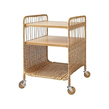 Yan Sehpa, Rattan, 37x53 Cm Tekerlekli