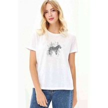 Zebra Baskılı Beyaz Kadın Tshirt (534648851)