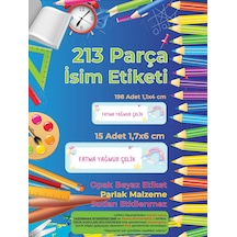 Okul Etiketi Kalem Defter Etiketi, Gökkuşağı - 213 Adet Opak Sticker Çok Renkli
