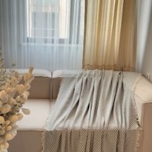 Pamuklu Gribeyaz Koltuk Örtüsü 170x220 Gri Beyaz