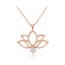 Gümüş Rose Lotus Çiçeği Kadın Kolye Çok Renkli Çok Renkli