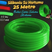 Bahçe Çeşme Su Hortumu İç Çap 1/2 Naturel Silikonlu Sulama Araç Yıkama Hortum 25 Metre