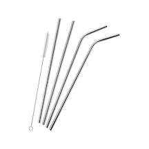 4'lü Paslanmaz Çelik Pipet Ve Temizleme Fırçası, Meşrubat Pipeti, Yüksek Kalite, Çevre Dostu, Yeniden Kullanılabilir Pipet Seti İçecekler İçin Şık Ve Hijyenik, 21cm, Gümüş 29-18 Çok Renkli
