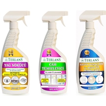 Terlans Mutfak Yağ Sökücü + Banyo Duşakabin Temizleyicisi + Cam Temizleyici 3 x 500 ML